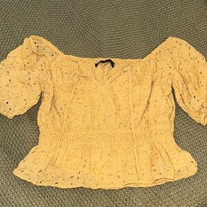 Abercrombie & Fitch Mustard Eyelet Blouse